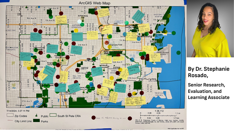 community map and Dr. Stephanie Rosado's headshot