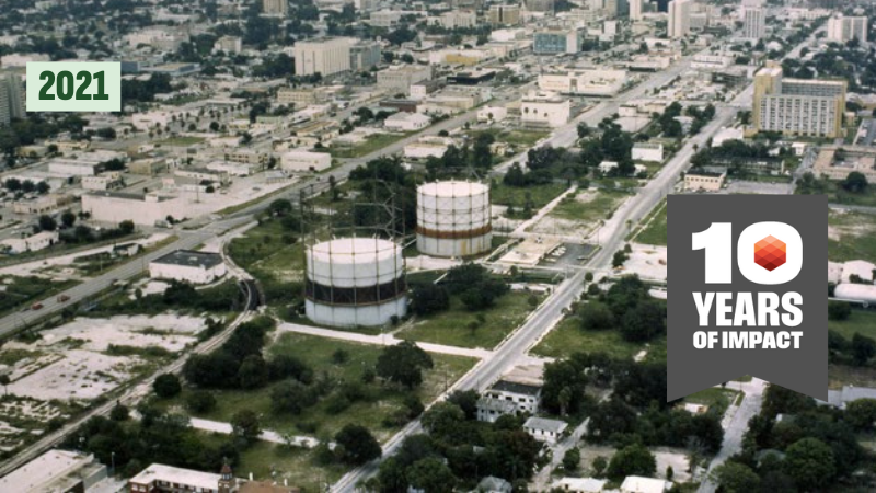 image of the gas plant neighborhood with 10-year symbol on it