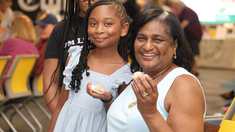 grandmother and child enjoying healthy food