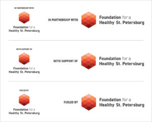 a visual example of the versions of the Foundation logo which include partner phrases