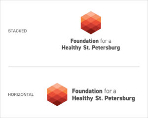 A visual aid to show what the stacked and horizontal logo variations look like